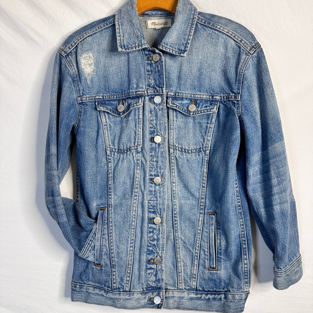 MADEWELL XXS Distressed Jean Jacket Medium Wash Denim C5791 Cotton Trucker